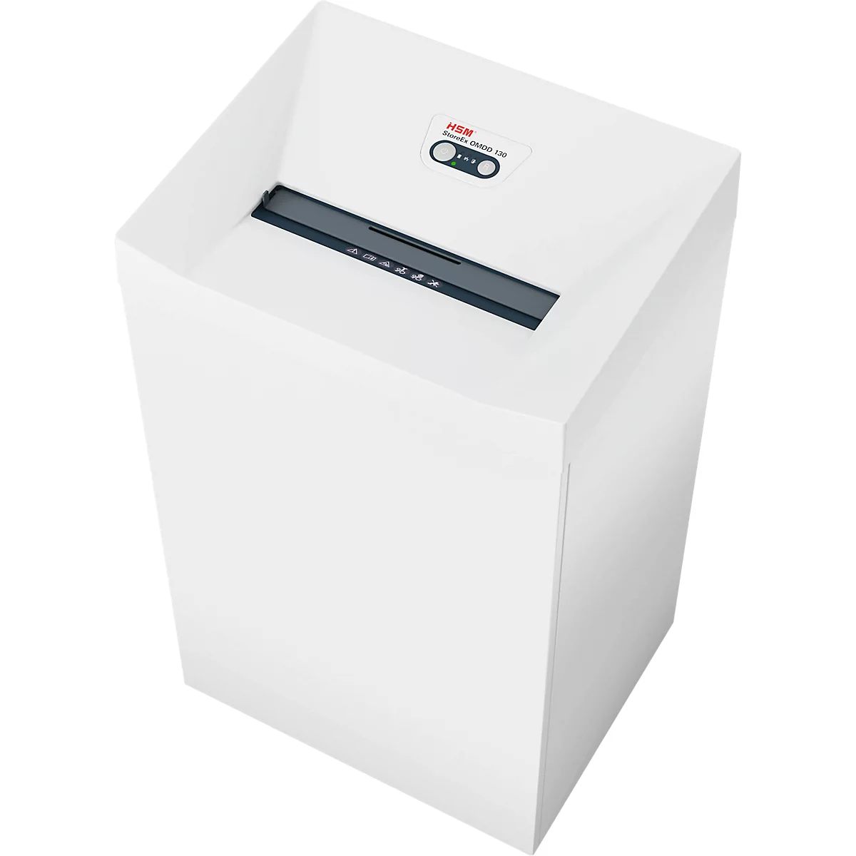 Destructeur de documents HSM StoreEx OMDD 130, pour CD's/DVD's/cartes de crédit, coupe en particules 2,2 x 4 mm, P-4, 51 l de capacité de réception, blanc