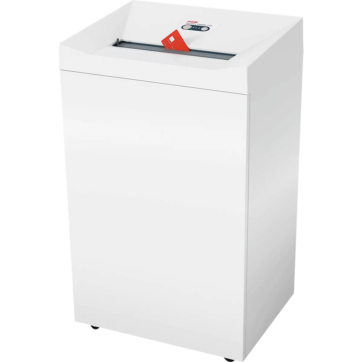 Destructeur de documents HSM StoreEx OMDD 130, pour CD's/DVD's/cartes de crédit, coupe en particules 2,2 x 4 mm, P-4, 51 l de capacité de réception, blanc