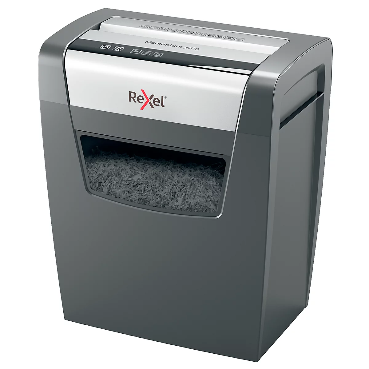 Destructeur de documents Momentum X410 Rexel, découpe de morceaux 4 x 28 mm, P4, 23 L, capacité de découpe de 10 feuilles