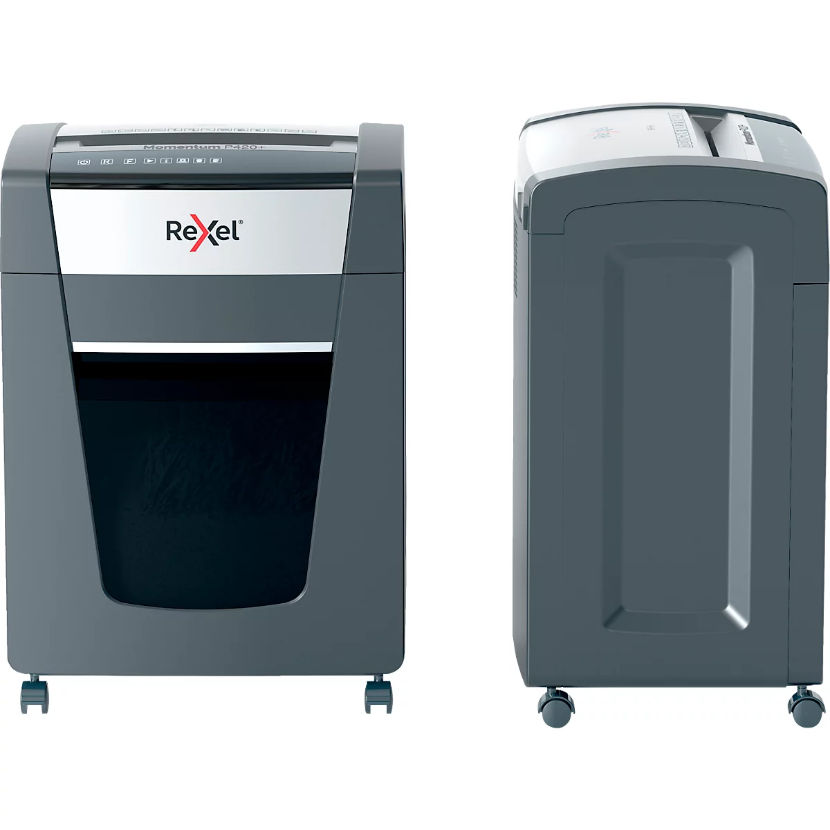 Destructeur de documents Rexel Momentum Extra P420+, mobile, P4, coupe croisée 4 x 35 mm, 30 l, capacité de coupe 20 feuilles, noir