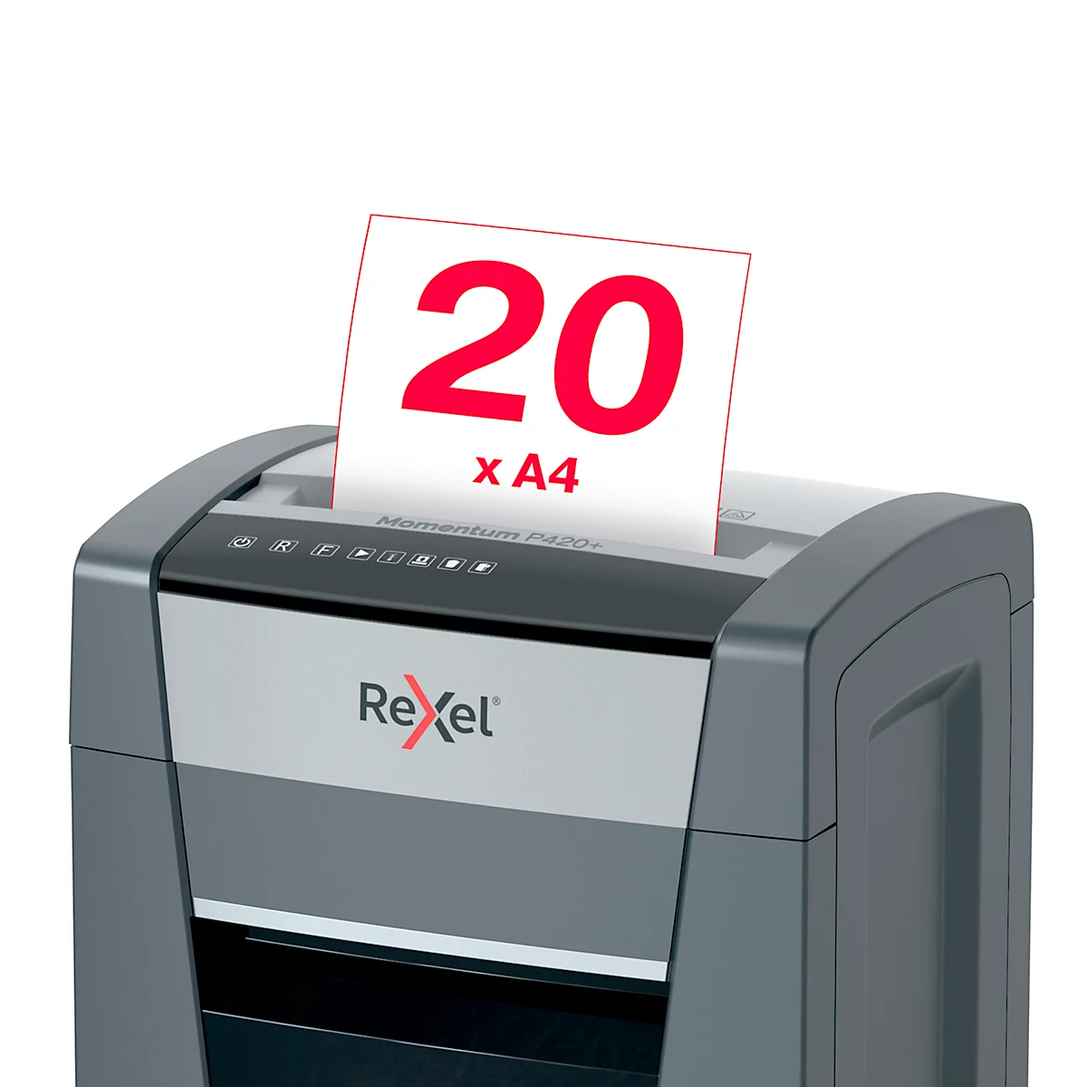Destructeur de documents Rexel Momentum Extra P420+, mobile, P4, coupe croisée 4 x 35 mm, 30 l, capacité de coupe 20 feuilles, noir