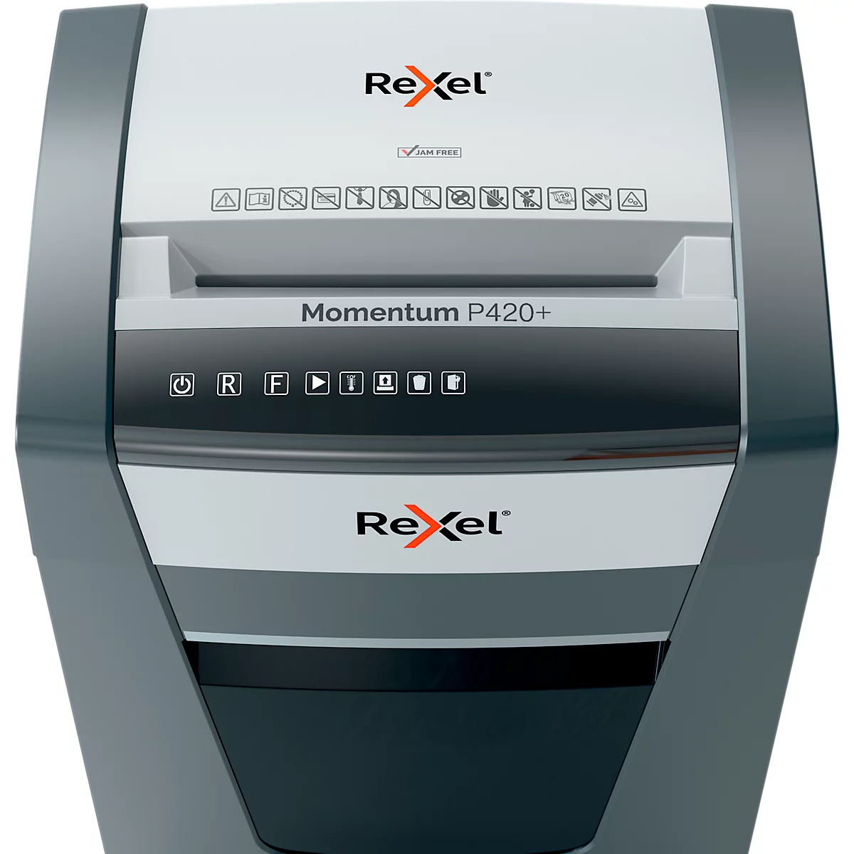 Destructeur de documents Rexel Momentum Extra P420+, mobile, P4, coupe croisée 4 x 35 mm, 30 l, capacité de coupe 20 feuilles, noir