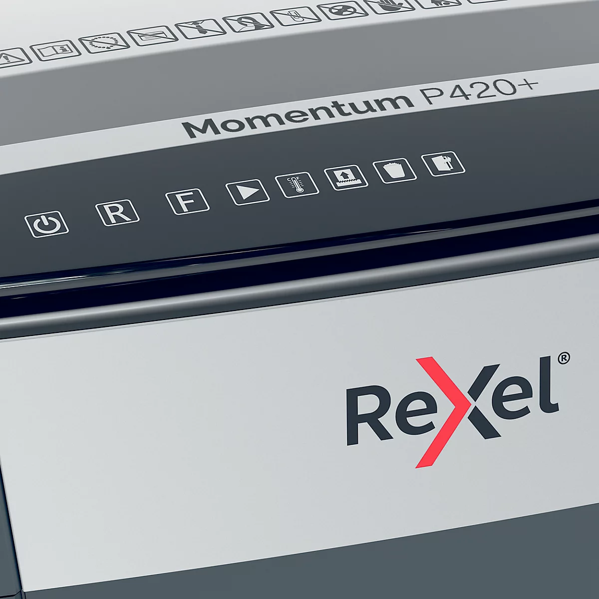 Destructeur de documents Rexel Momentum Extra P420+, mobile, P4, coupe croisée 4 x 35 mm, 30 l, capacité de coupe 20 feuilles, noir