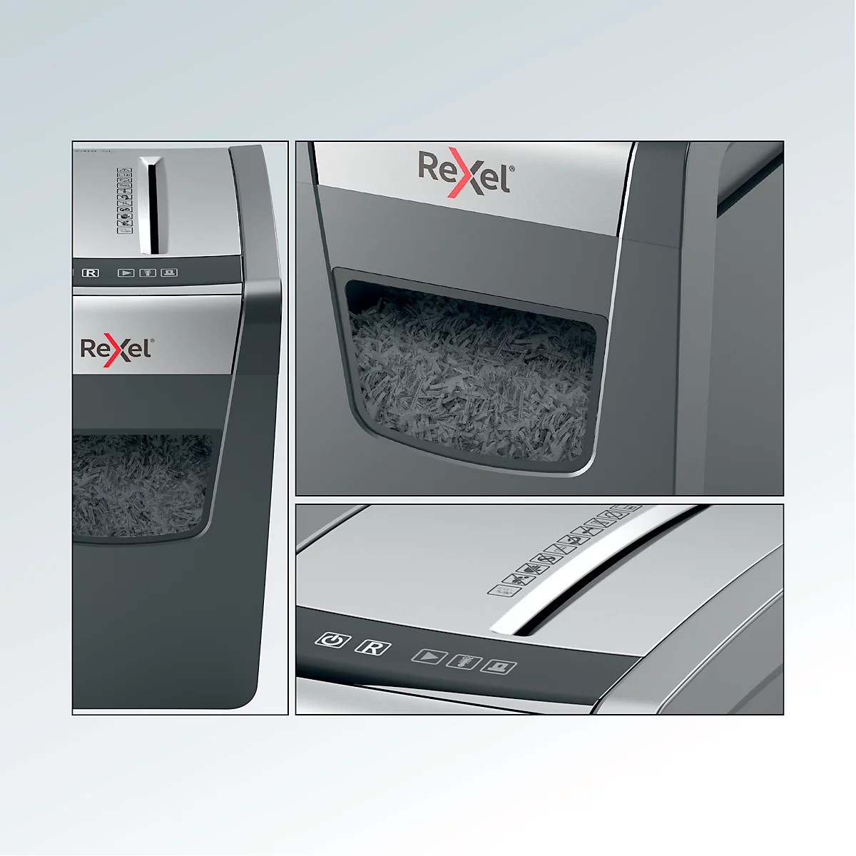 Destructeur de documents Rexel Momentum X312-SL, niveau de sécurité P3, coupe croisée 5 x 42 mm, jusqu'à 23 l, plastique &amp; métal, noir