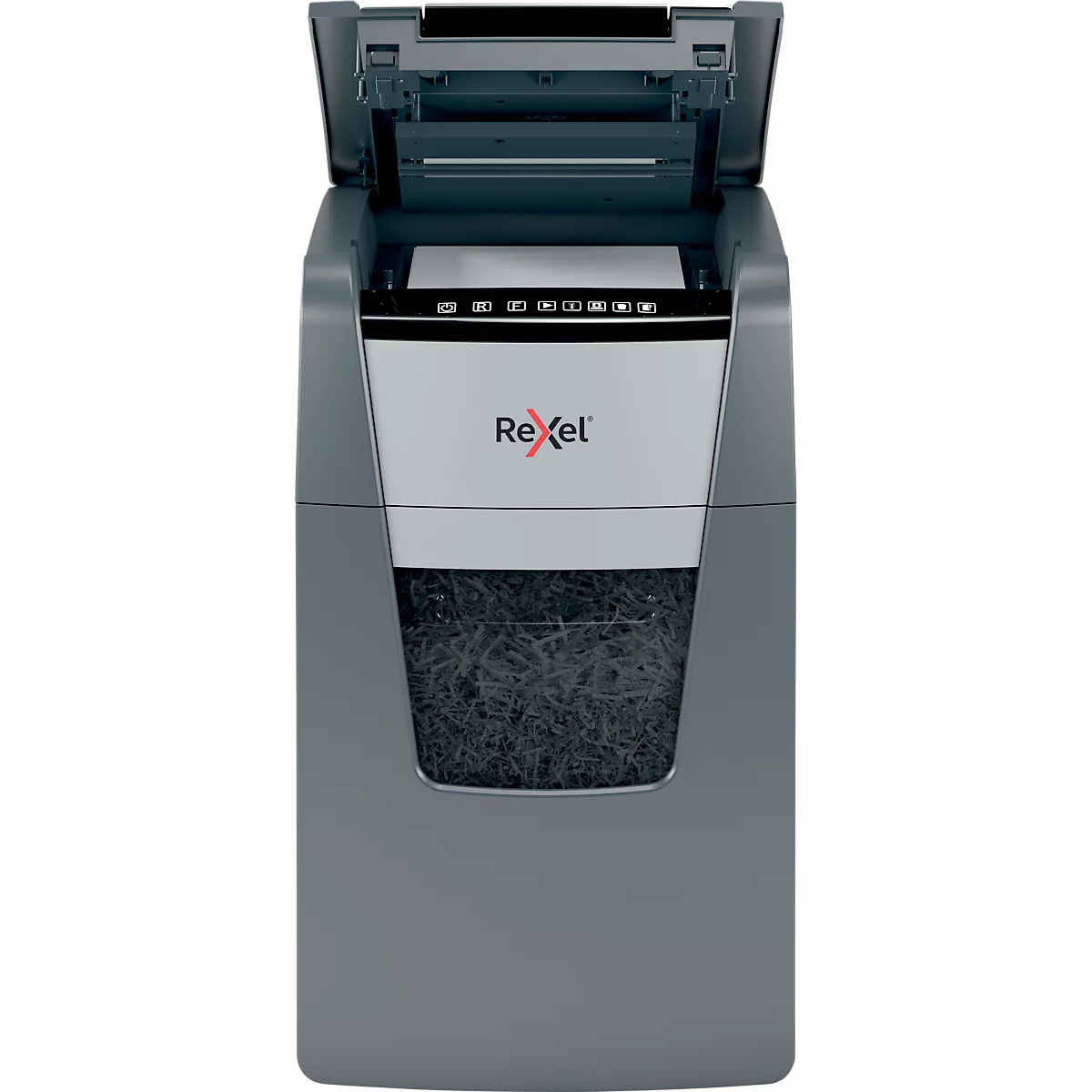 Destructeur de documents Rexel Optimum AutoFeed+ 150M P5, entièrement automatique, coupe micro 2 x 15 mm, 44 l, capacité de coupe 150 feuilles, noir