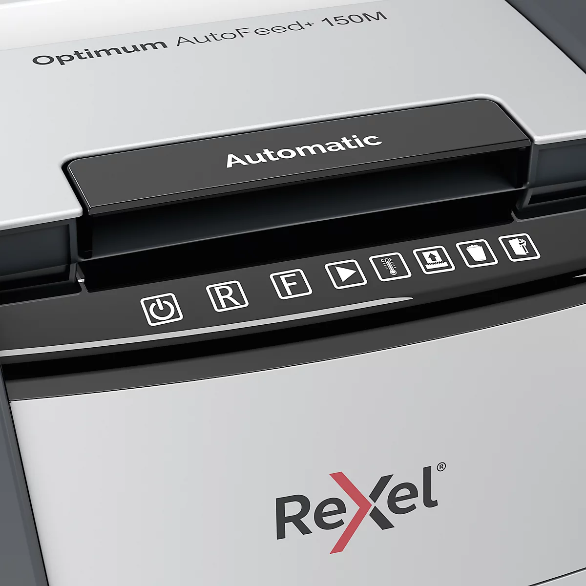 Destructeur de documents Rexel Optimum AutoFeed+ 150M P5, entièrement automatique, coupe micro 2 x 15 mm, 44 l, capacité de coupe 150 feuilles, noir