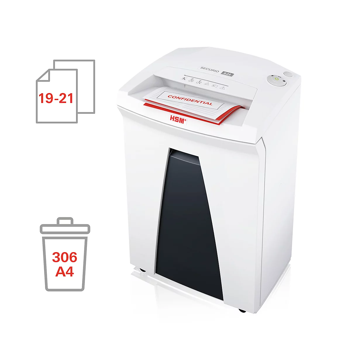 Destructeur de documents SECURIO B24S HSM, découpe de bandes 3,9