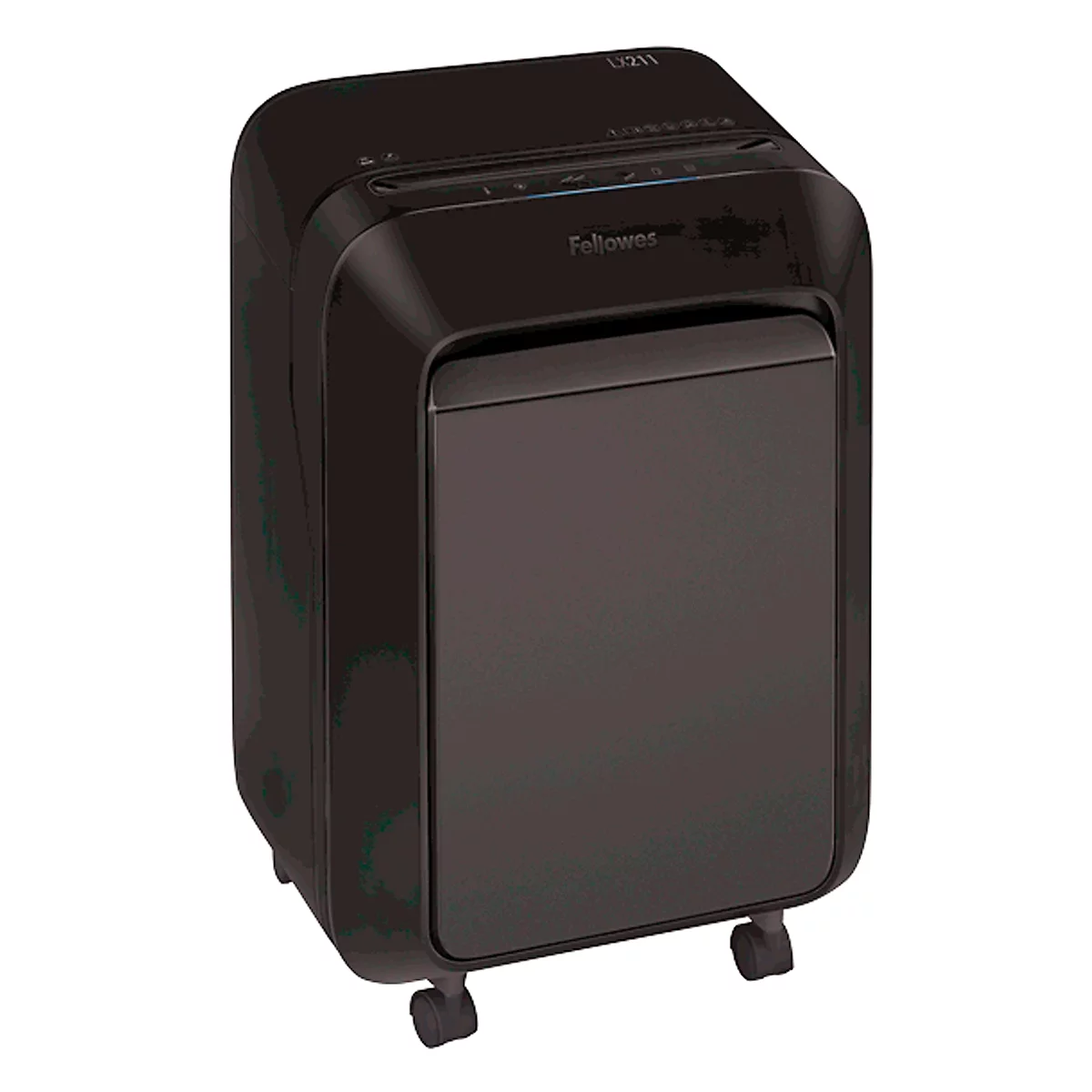 Destructeur Fellowes® Microshred LX 211, coupe micro-particules 2 x 12 mm, P-5, 23 l, capacité de coupe 15 feuilles, avec rouleaux, noir