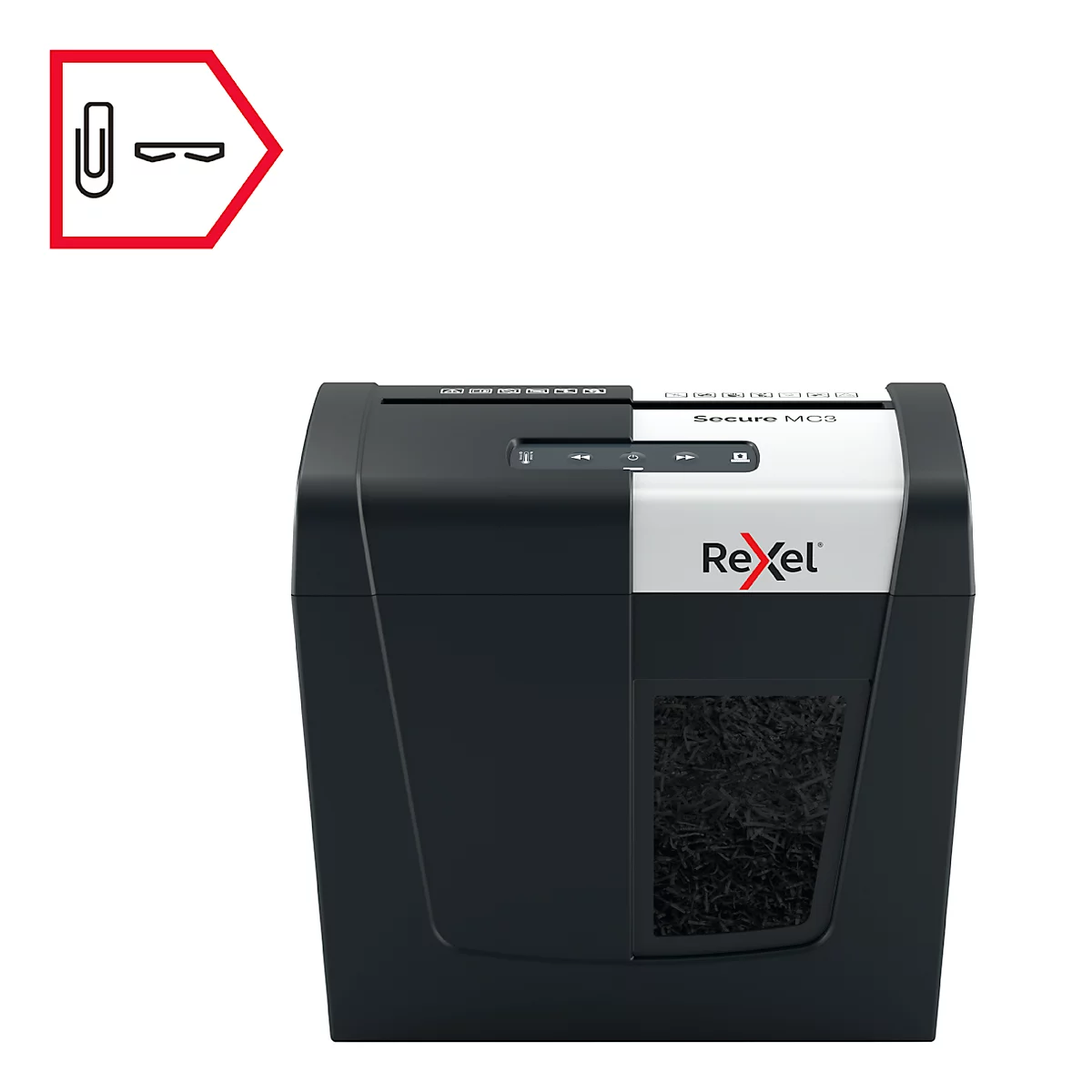 Destructeur Rexel Secure MC3 Whisper-Shred™ P5, micro coupe 2 x 15 mm, 10 l, capacité de coupe 3 feuilles, technologie anti-bourrage, noir