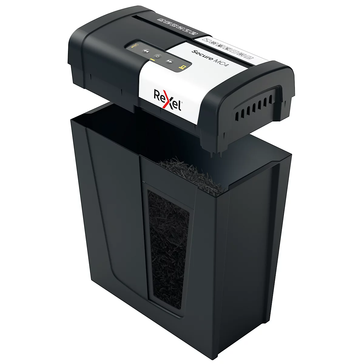 Destructeur Rexel Secure MC4 Whisper-Shred™ P5, micro coupe 2 x 15 mm, 14 l, capacité de coupe 4 feuilles, technologie anti-bourrage, noir