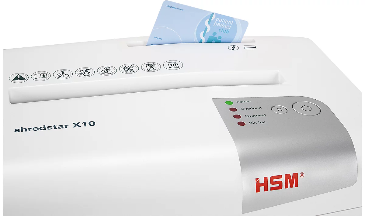 Destructora de documentos HSM shredstar X10, nivel de seguridad 4, corte de partículas 4,5 x 30 mm, 10 hojas, blanco-plateado