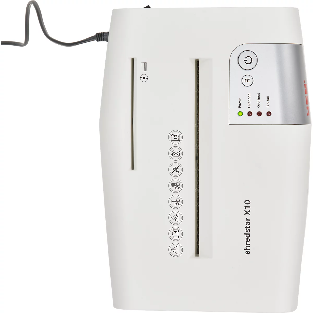 Destructora de documentos HSM shredstar X10, nivel de seguridad 4, corte de partículas 4,5 x 30 mm, 10 hojas, blanco-plateado