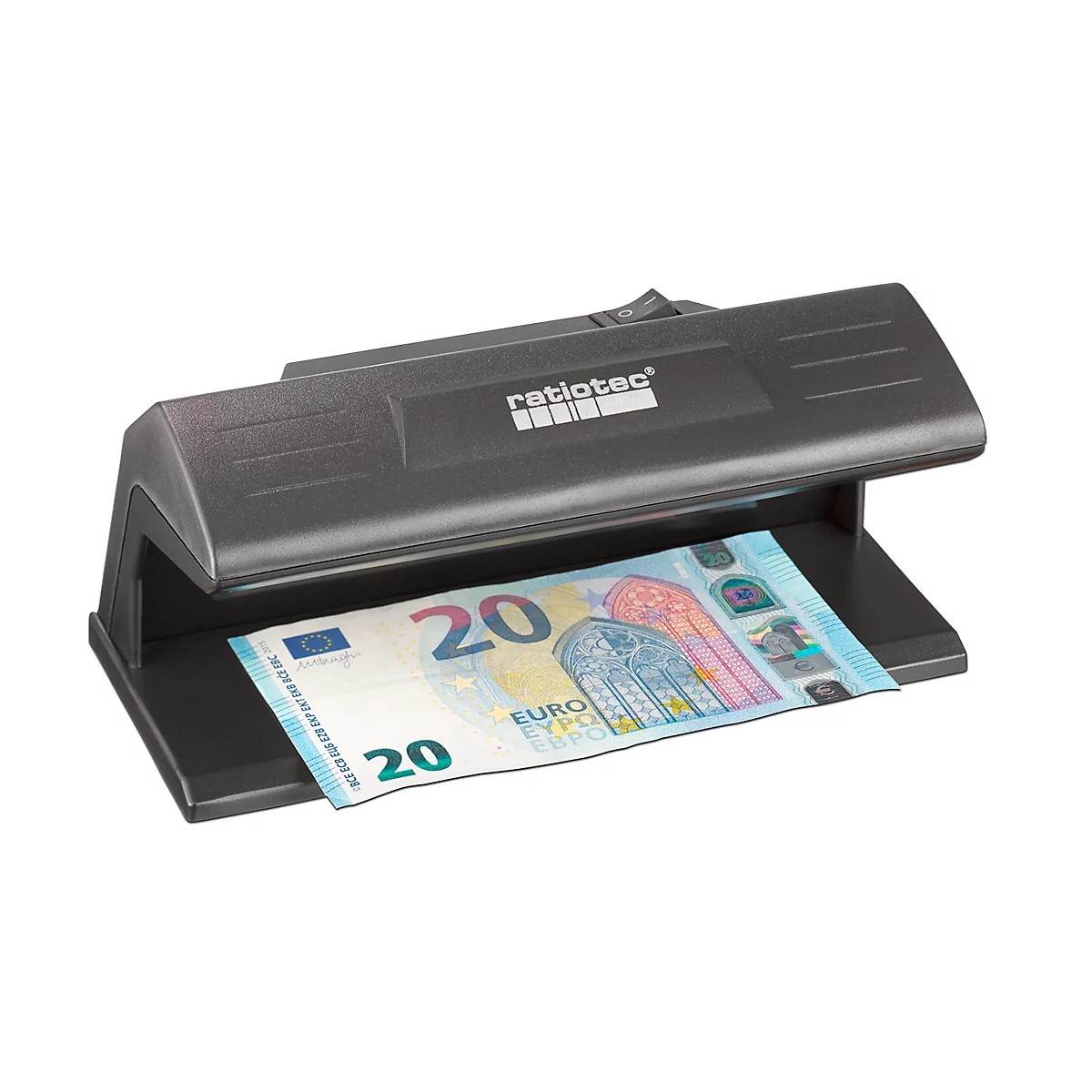 Détecteur de billets ratiotec® Soldi 120, pour toutes les monnaies, avec LED UV 3 W, L 185 x l 85 x H 79 mm, noir
