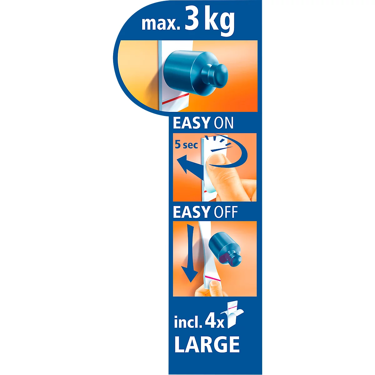 Deux crochets Powerstrips Wave tesa, pour pièces humides, pour objets de 3 kg max., 1 p.