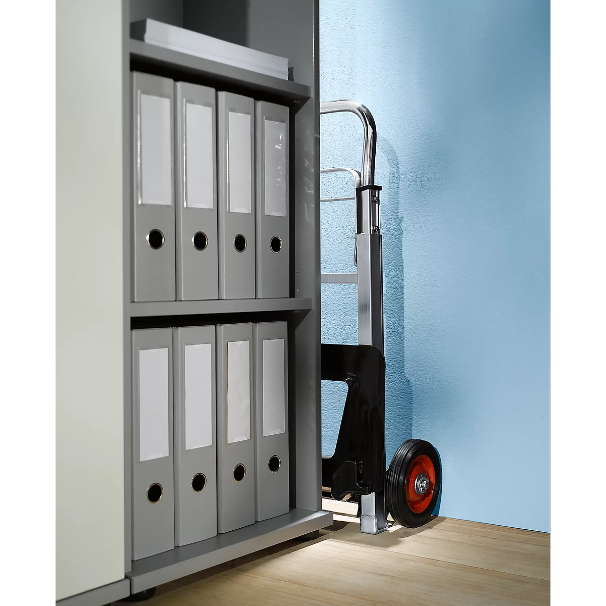 Diable en aluminium, repliable, avec roues en caoutchouc plein, capacité de charge 90 kg