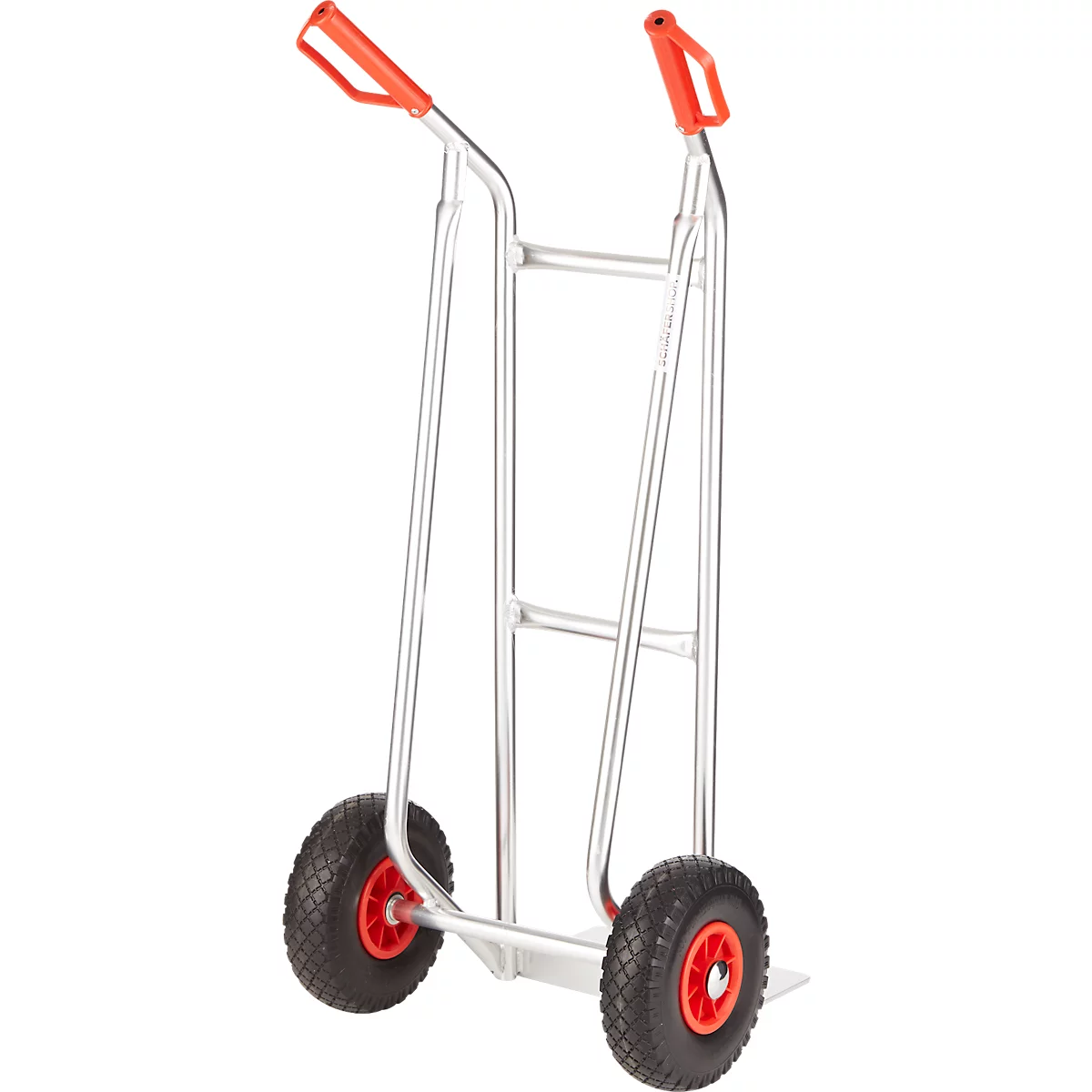 Diable en aluminium Select 2106B/150, avec poignées et arceau de sécurité, roues à bandage plein, bavette L 300 x P 290 mm, jusqu'à 150 kg