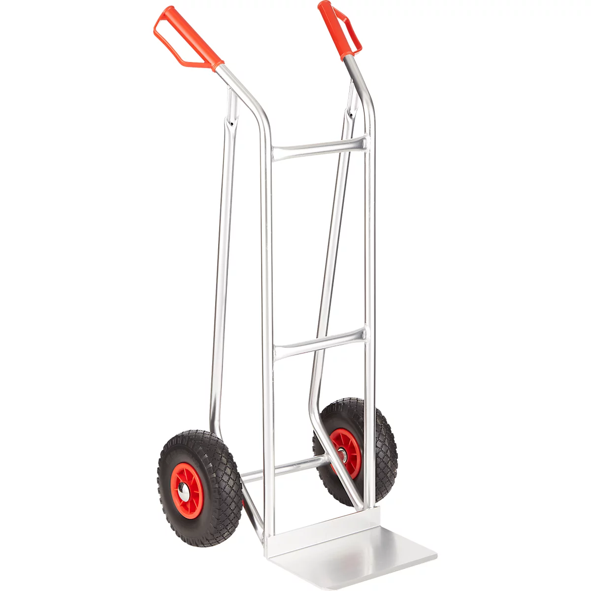 Diable en aluminium Select 2132A/150, avec poignées et arceau de sécurité, roues en polyuréthane, bavette L 300 x P 210 mm, jusqu'à 150 kg