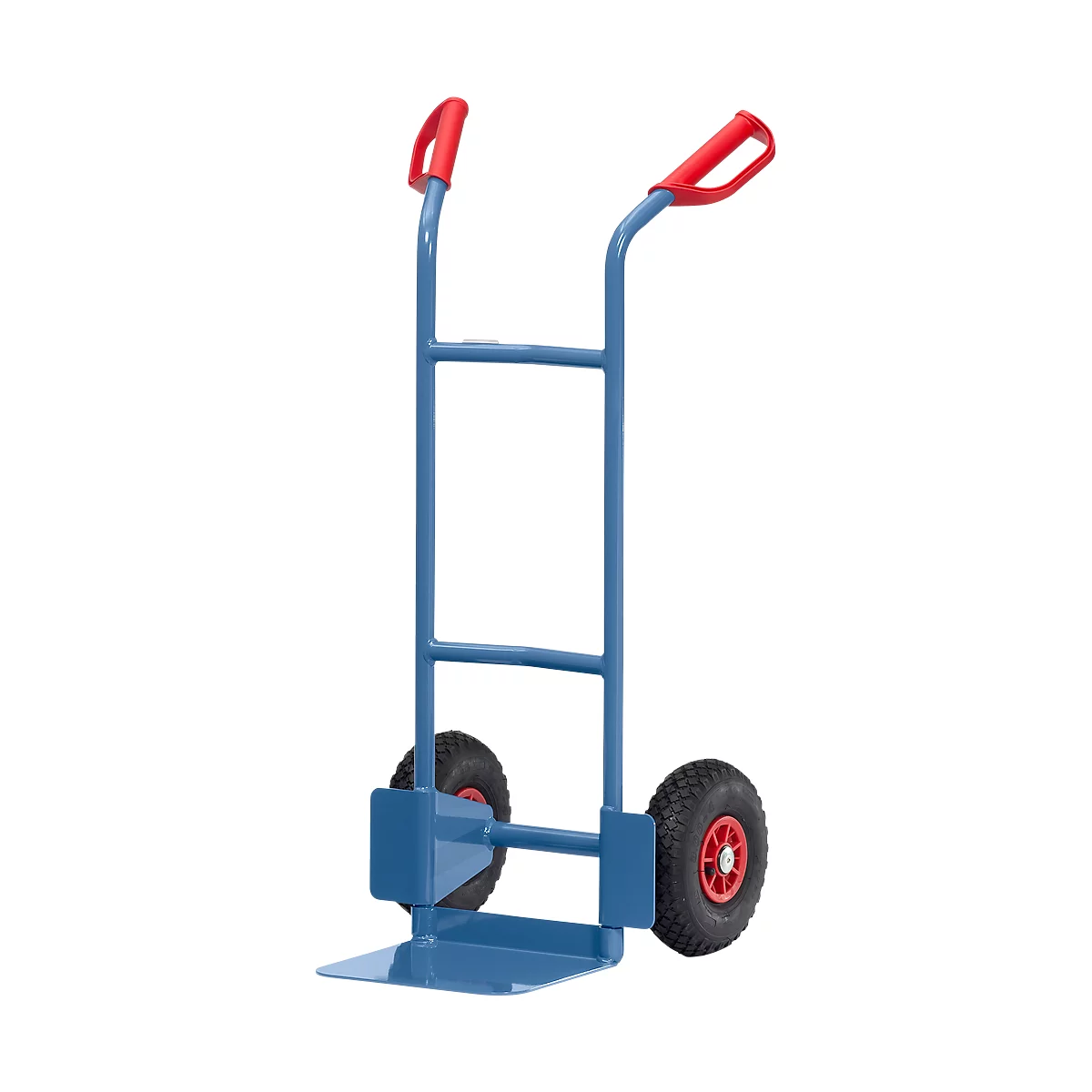 Diable en fils en acier, jusqu'à 200 kg, H 1150 mm, pneumatiques gonflables, bleu