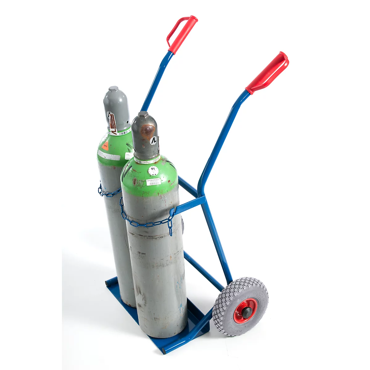 Diable pour 2 bouteilles en acier Ø 205 mm ou 2 bouteilles Ø de 20 litres, pneumatiques gonflables