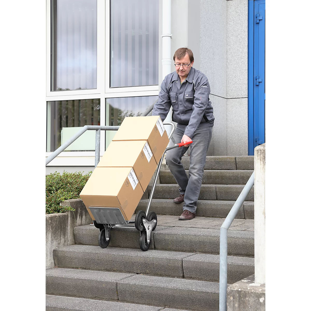 Diable pour escaliers - aluminium - roues en étoile - pneus en caoutchouc plein - capacité de charge 150 kg