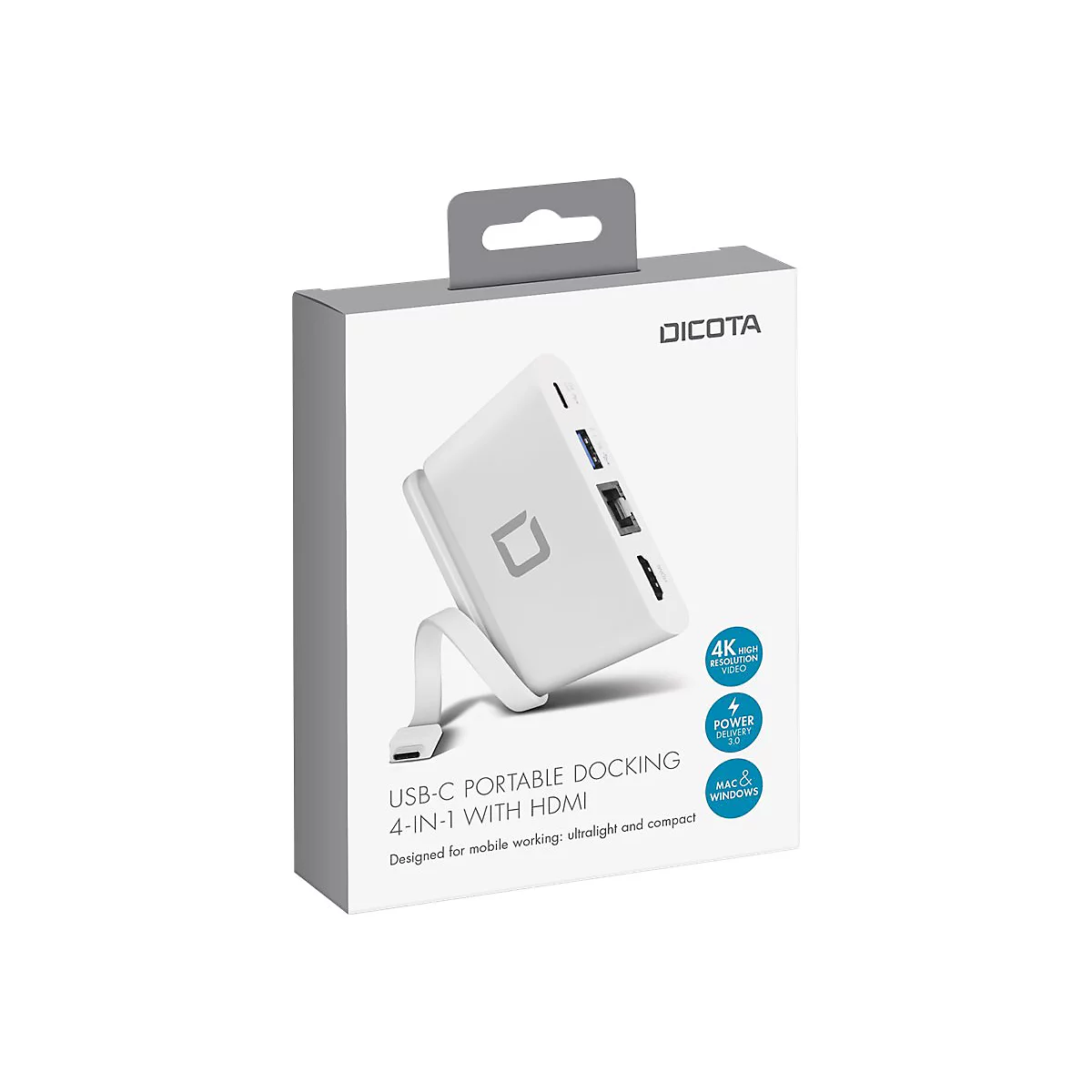 DICOTA USB-C Portable Docking 4-in-1 with HDMI - station d'accueil - USB-C - HDMI