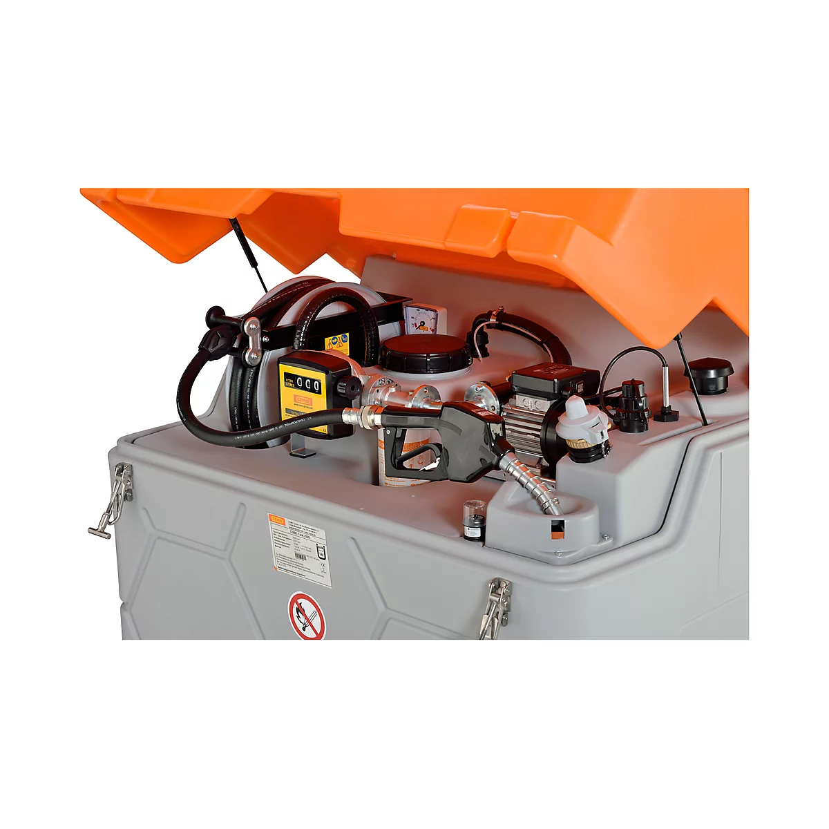 Dieseltank CUBE, Kant-en-klare installatie, versch. afmetingen, 1000 l, Elektrische pomp 230V, Autom.-tappistool