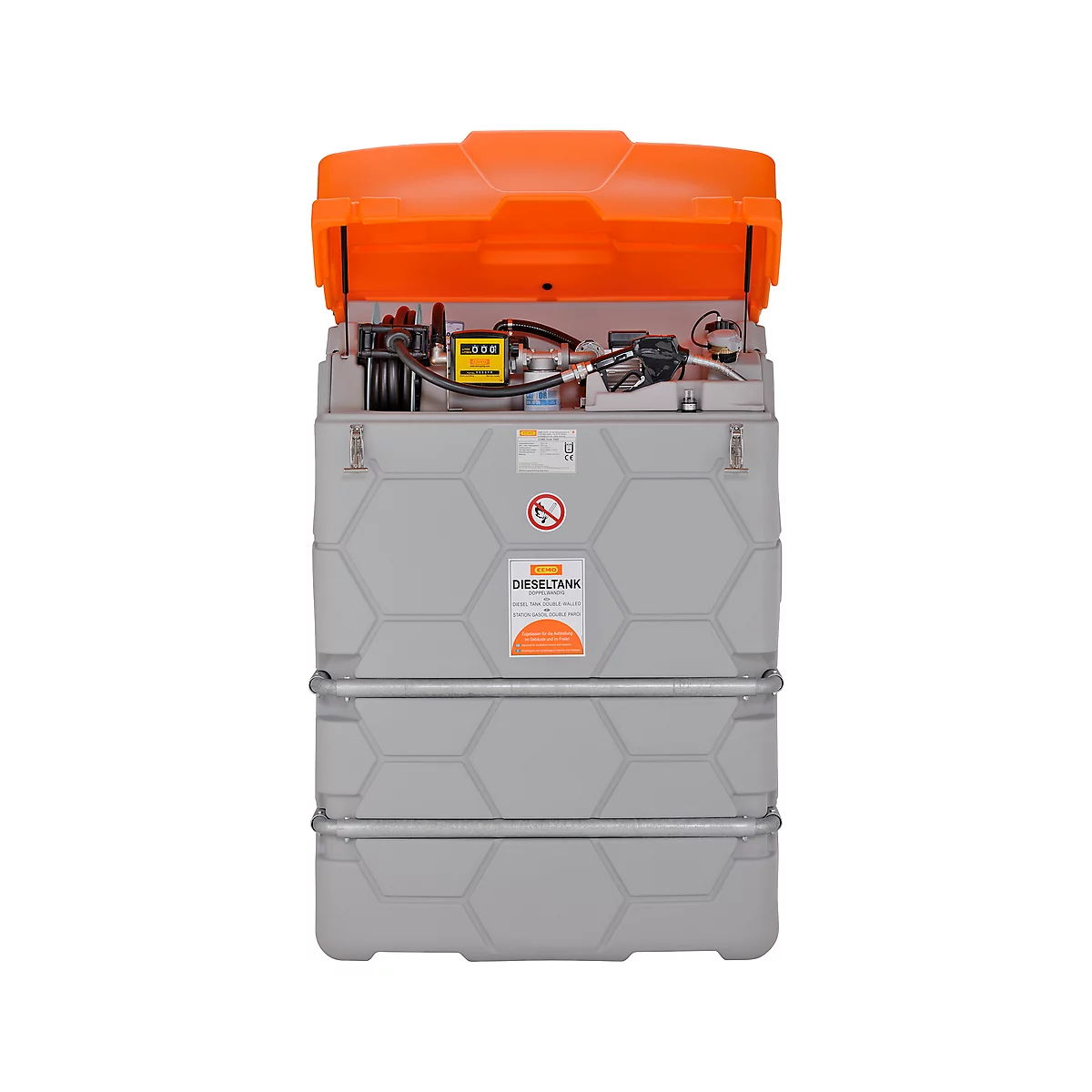 Dieseltank CUBE, Komplettanlage, versch. Größen, 1000 l, Elektropumpe 230V, Autom.-Zapfpistole
