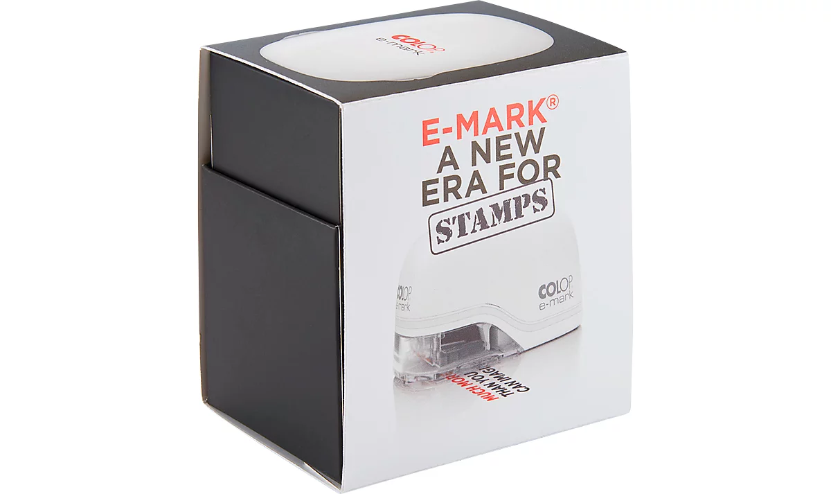 Digitale stempel COLOP e-mark®, 600 dpi, Micro-USB/WLAN, met CMY cartridge, printkop en accu, wit