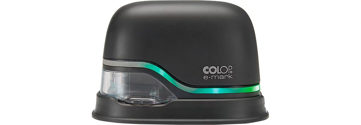 Digitaler Stempel COLOP e-mark®, 600 dpi, Micro-USB/WLAN, mit CMY Tintenpatrone, Druckkopf & Akku, schwarz