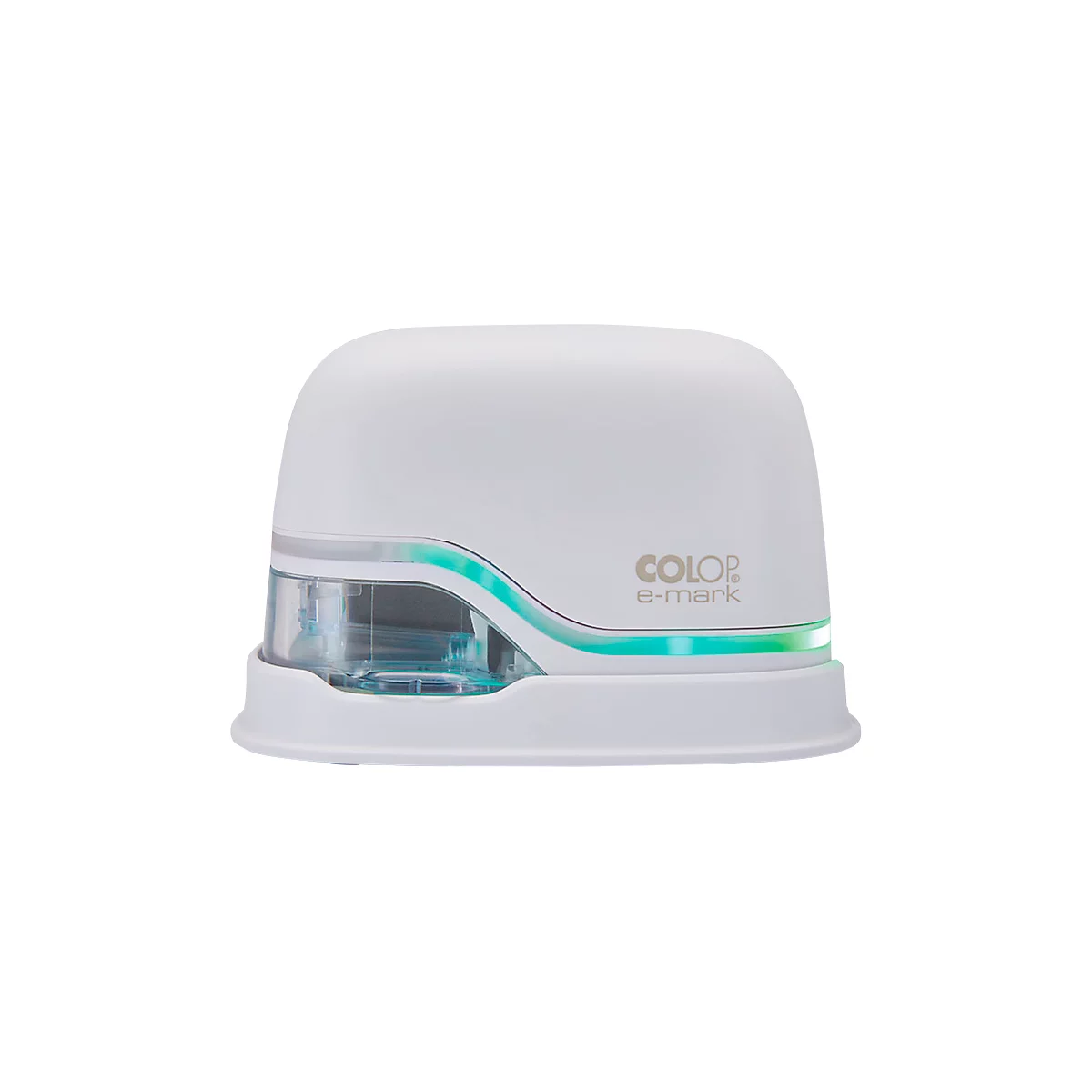 Digitaler Stempel COLOP e-mark®, 600 dpi, Micro-USB/WLAN, mit CMY Tintenpatrone, Druckkopf & Akku, weiß