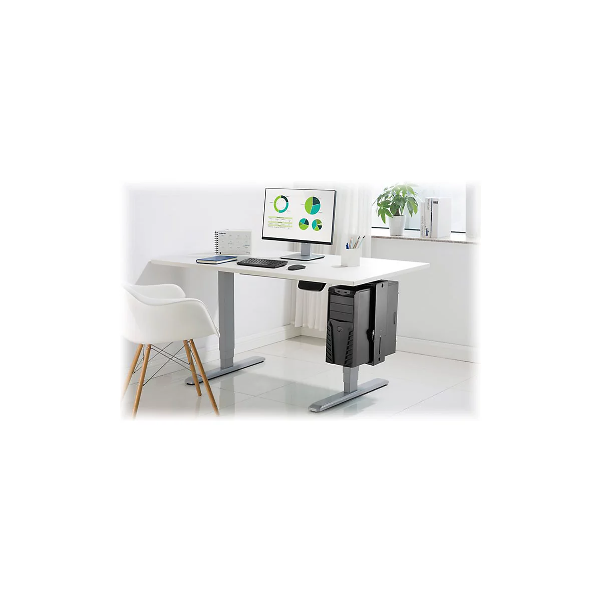DIGITUS - Befestigungskit (Halter) - Easy-Locking - für Personal-Computer - Stahl - Schwarz