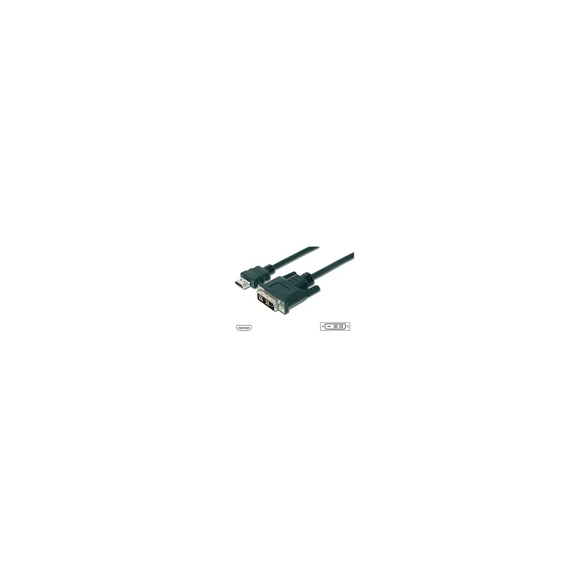 Un câble HDMI vers DVI gris foncé avec des connecteurs aux deux extrémités.