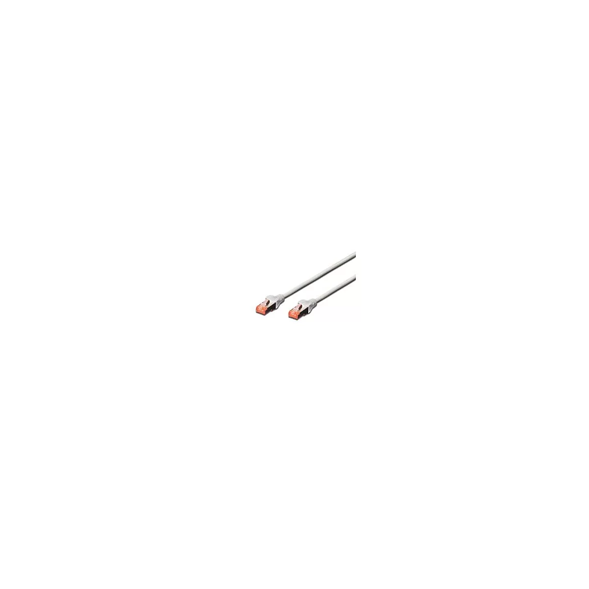 Deux câbles Ethernet gris avec connecteurs orange sur fond blanc.