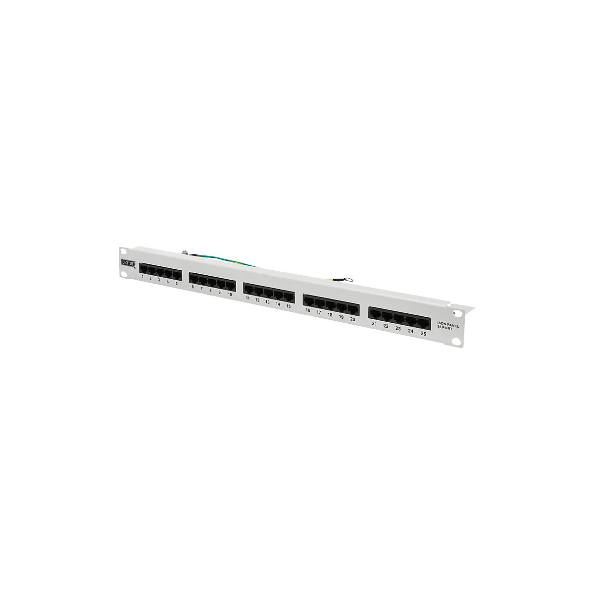 DIGITUS CAT 3 ISDN - Patch Panel - Rack montierbar - CAT 3 - RJ-45 X 25 - Grau, RAL 7035