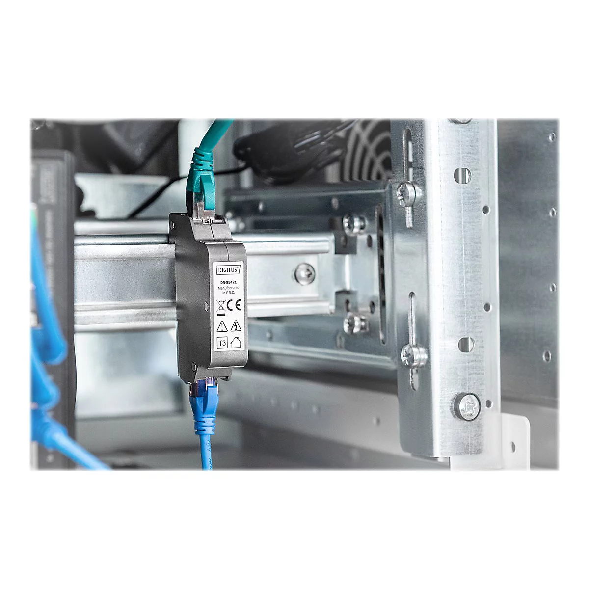 DIGITUS DN-95421 - PoE-Überspannungsschutz (DIN-Schienenmontage möglich) - Ausgangsanschlüsse: 1 - Grau