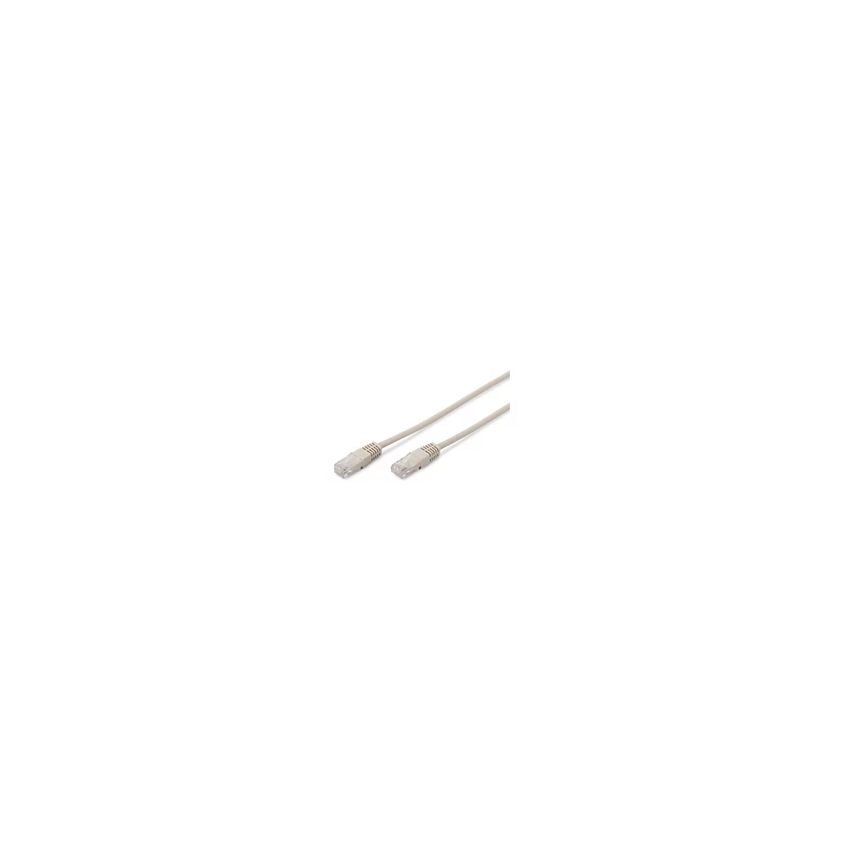 Beigefarbenes Netzwerkkabel mit RJ45-Steckern.