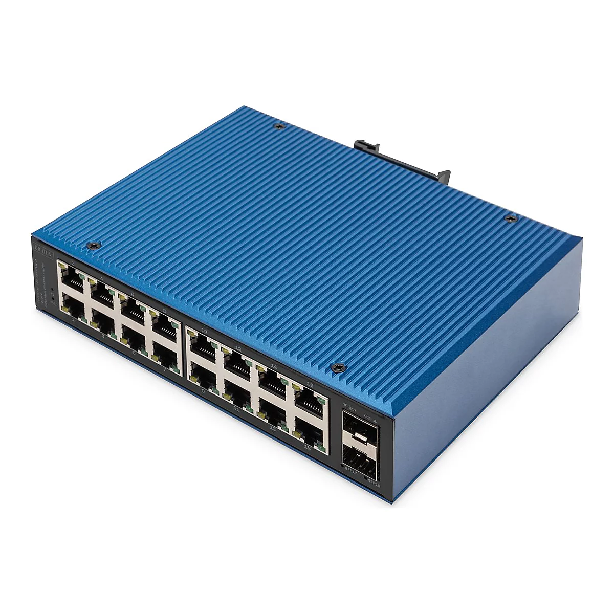DIGITUS - Switch - industriell - unmanaged - 16 x 10/100/1000 + 2 x Gigabit SFP (Uplink) - an DIN-Schiene montierbar