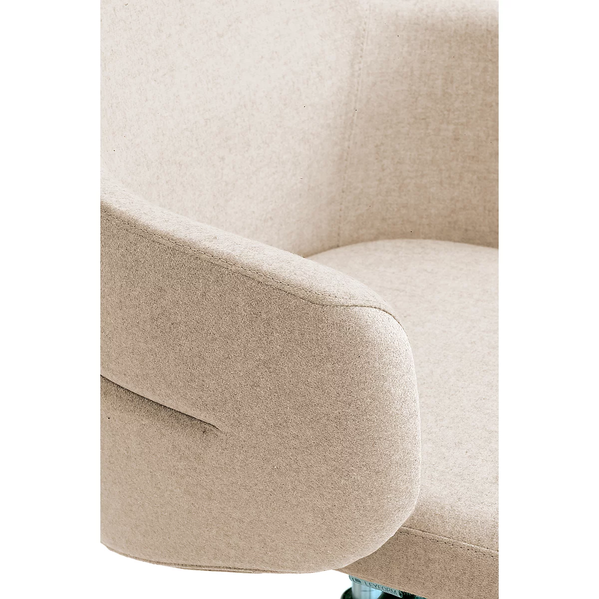 Directiestoel met halfhoge rugleuning OPERA, met armleuningen, synchroonmechanisme, vlakke comfortzitting, stof, lichtbeige