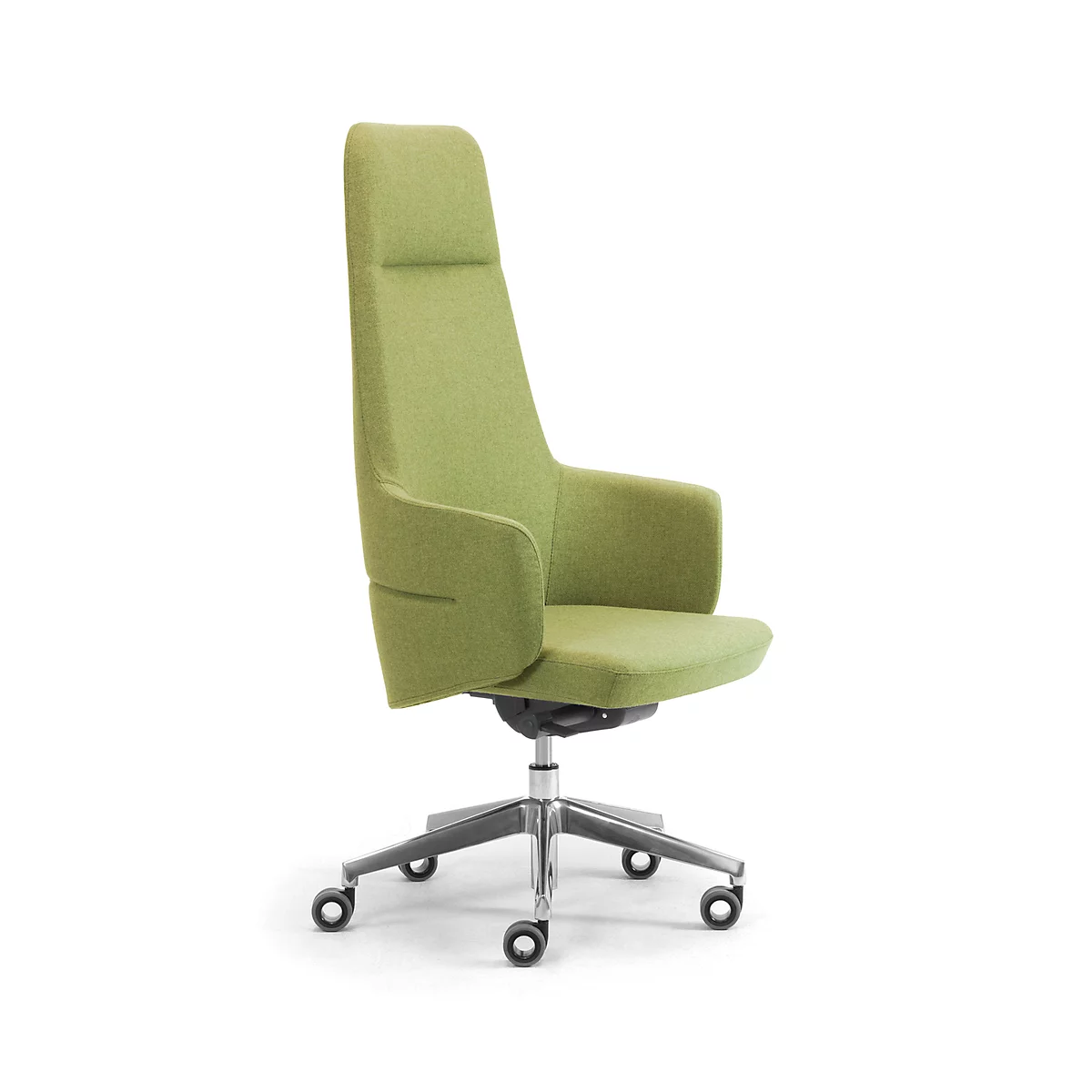 Directiestoel met hoge rugleuning OPERA, met armleuningen, synchroonmechanisme, vlakke comfortzitting, bekleding met stof FENICE, groen