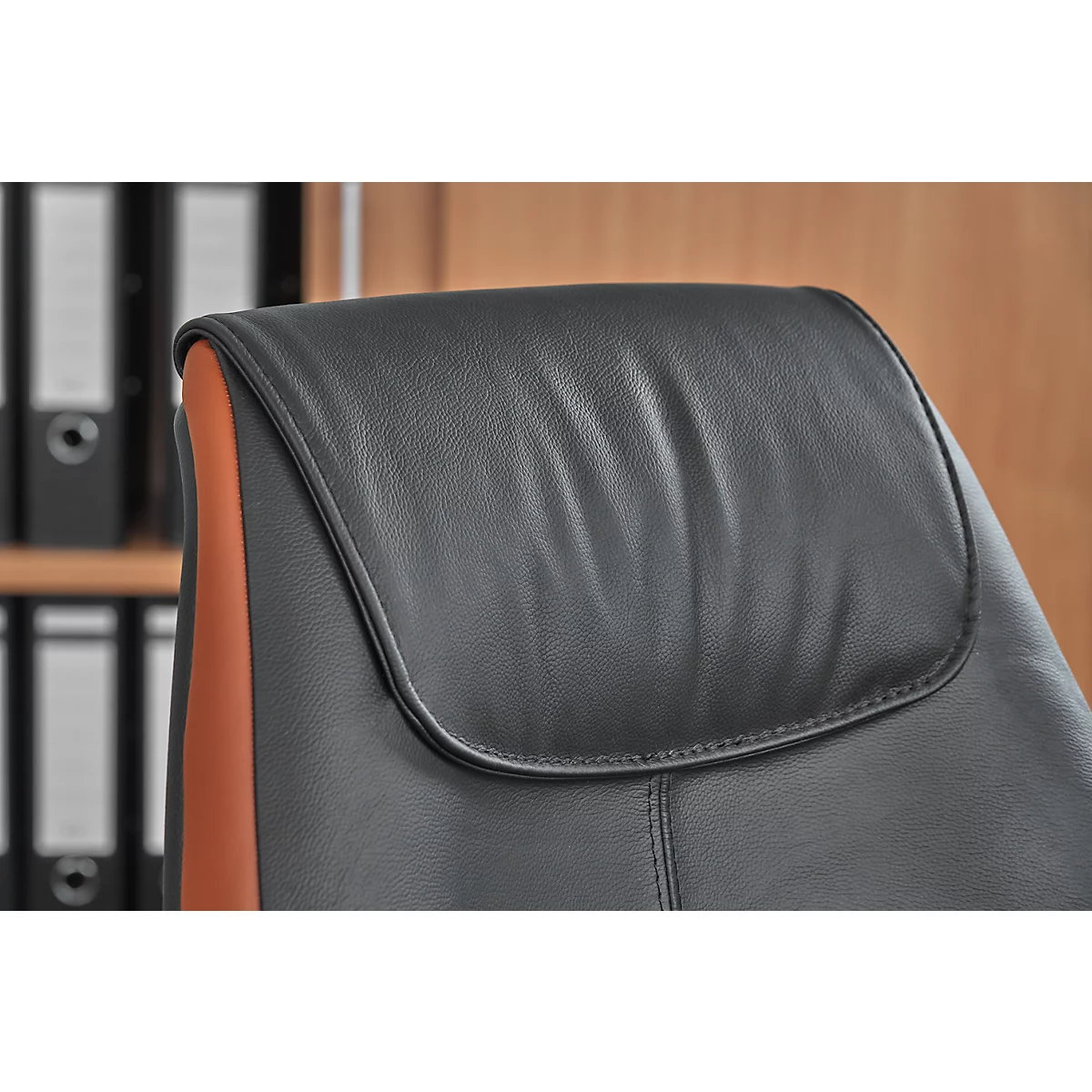 Directiestoel WAVE, met armleuningen, zwart/bruin