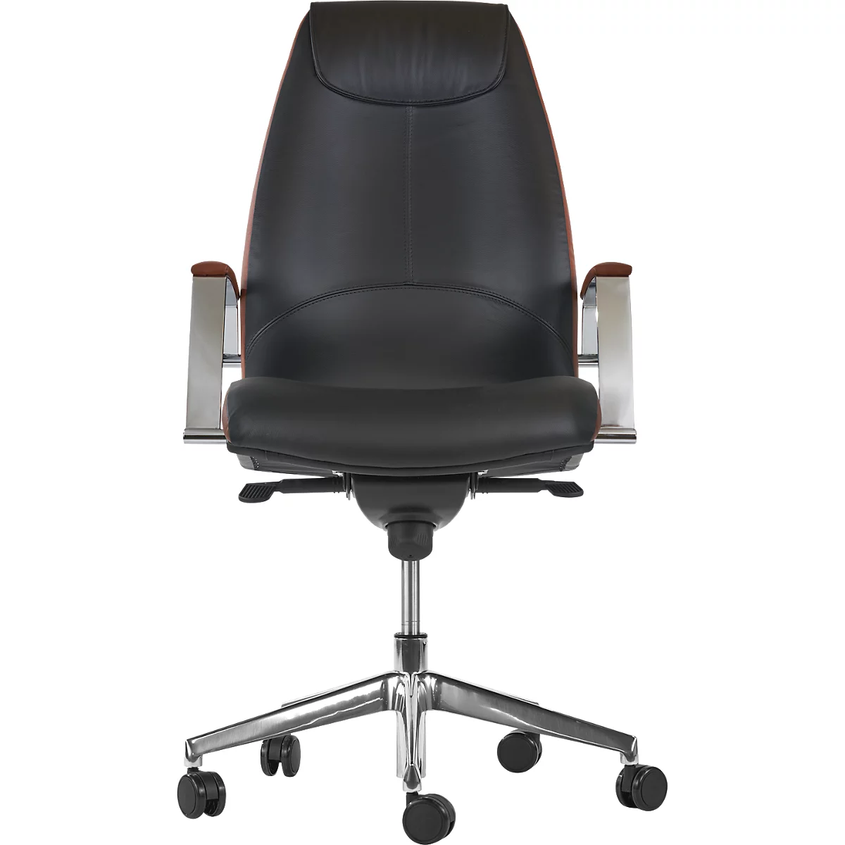 Directiestoel WAVE, met armleuningen, zwart/bruin