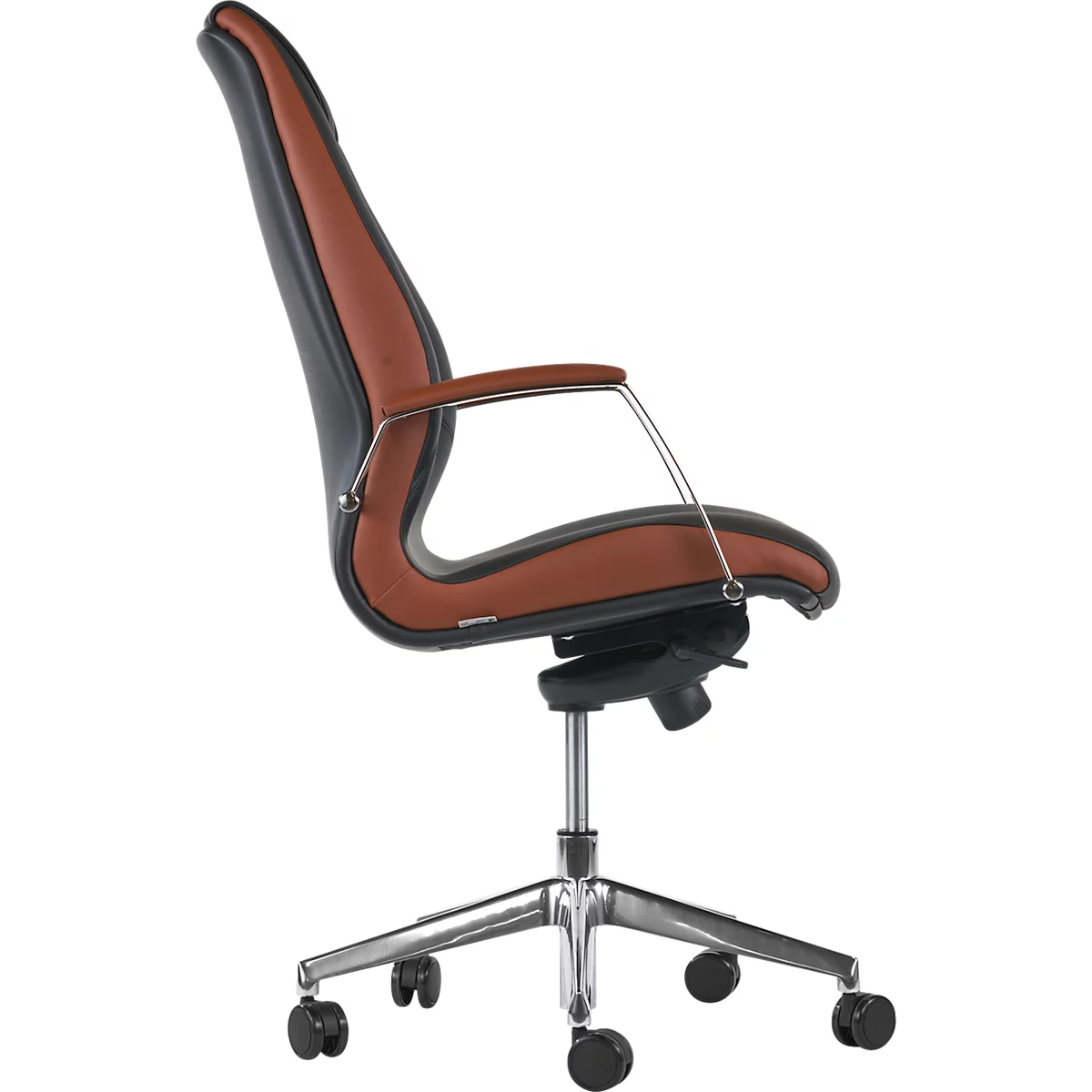 Directiestoel WAVE, met armleuningen, zwart/bruin