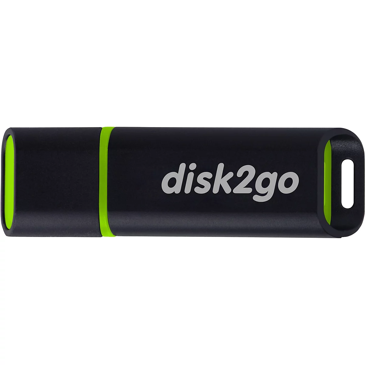 Clé USB noire avec une bande verte et l'inscription "disk2go".