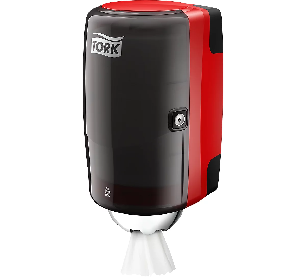 Dispensador de desenrollado interior TORK® Mini, negro/rojo