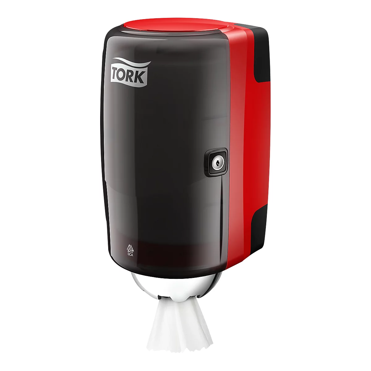 Dispensador de desenrollado interior TORK® Mini, negro/rojo