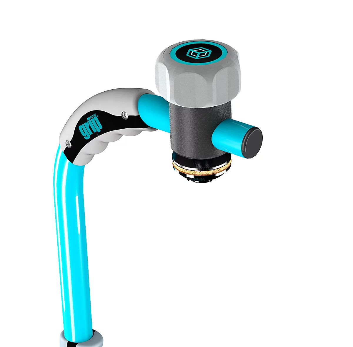 Dispensador de film estirable grip® Systems, para rollos grip® con una anchura de hasta 400 mm, asa ergonómica, dispositivo de suspensión, acero, azul agua