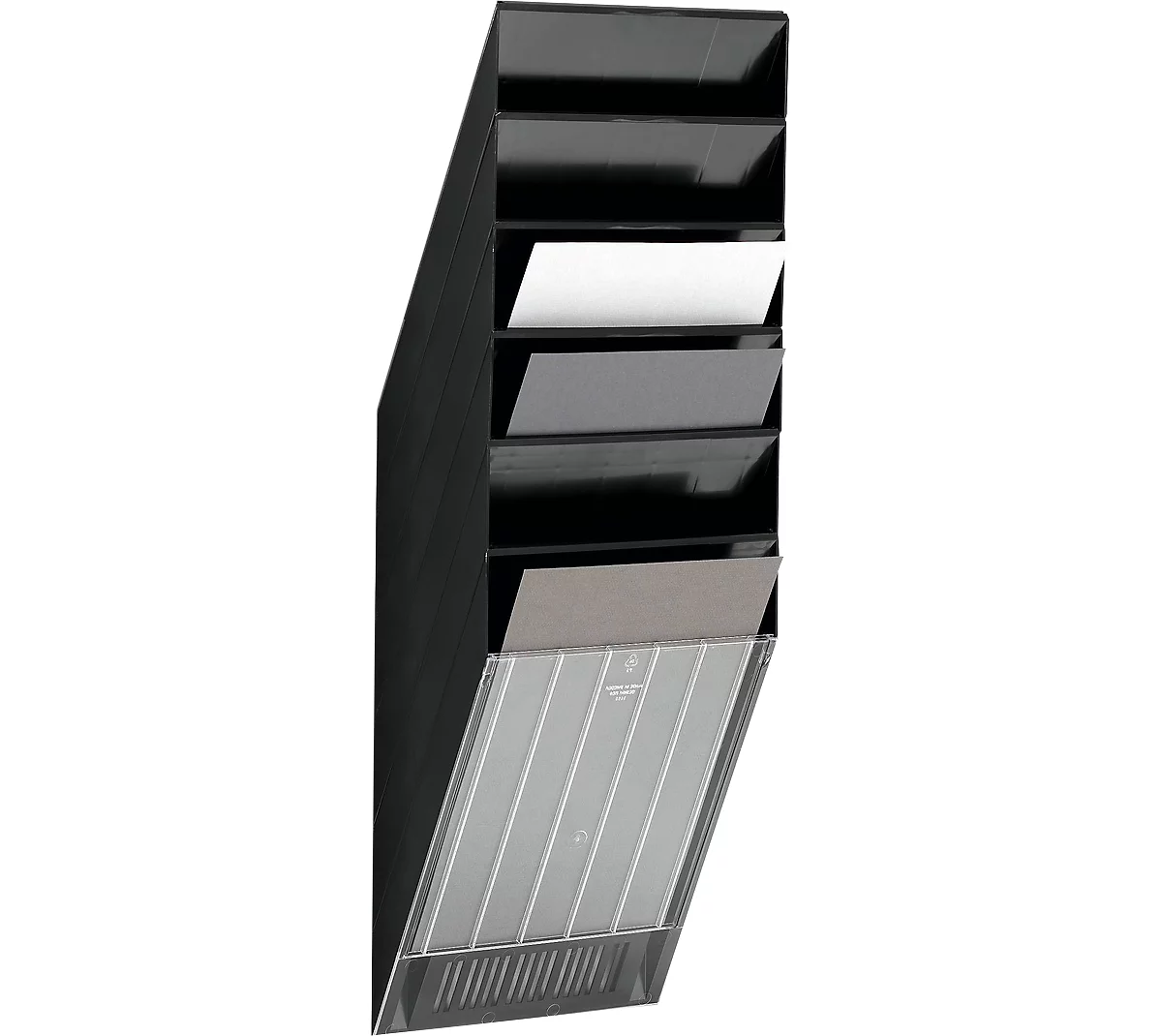 Dispensador de folletos duradero Flexiboxx 6, 6 dispensadores, A4, alto, negro