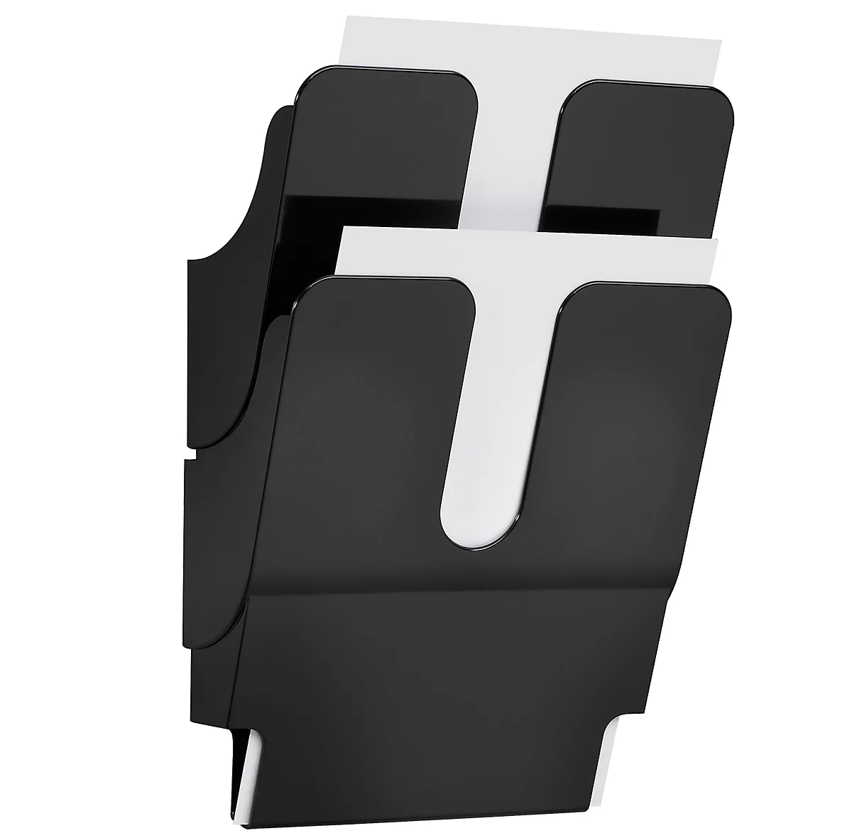 Dispensador de folletos Flexiplus 2, 2 dispensadores, A4, alto, negro