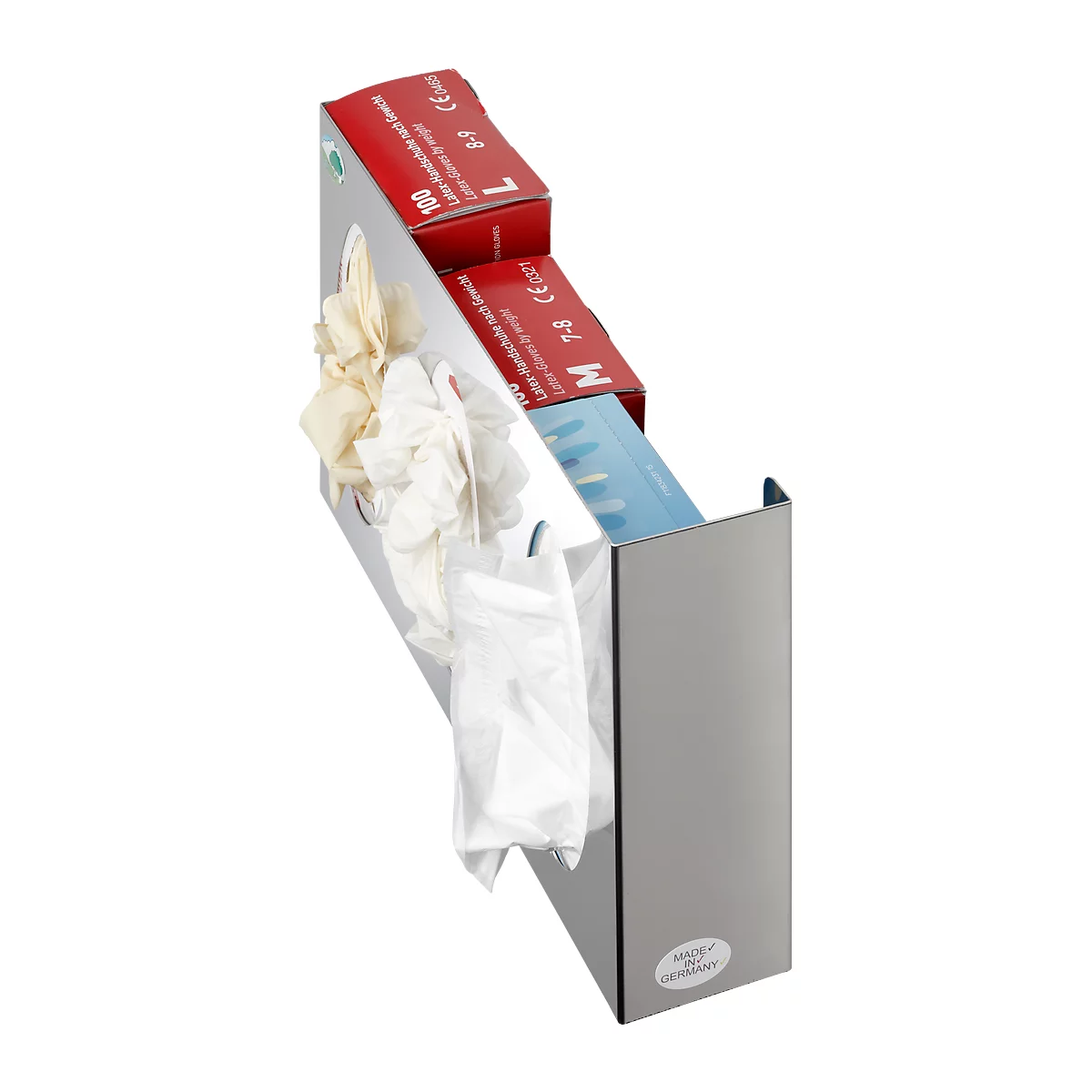 Dispensador de pared VAR, para cajas de guantes/toallas de papel, modelo de 3 compartimentos