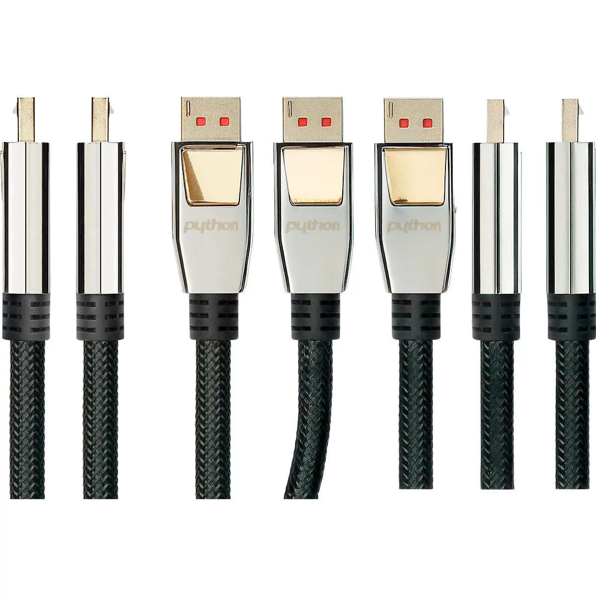 DisplayPort 1.4 Kabel Good Connections Python® Serie, bis 4K, Vollmetallstecker & Nylongeflecht, Länge 2 m, schwarz